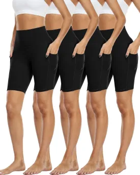 4 Pack Biker Shorts with Pockets for Women High Waist,Womens Athletic Workout Shorts for Summer