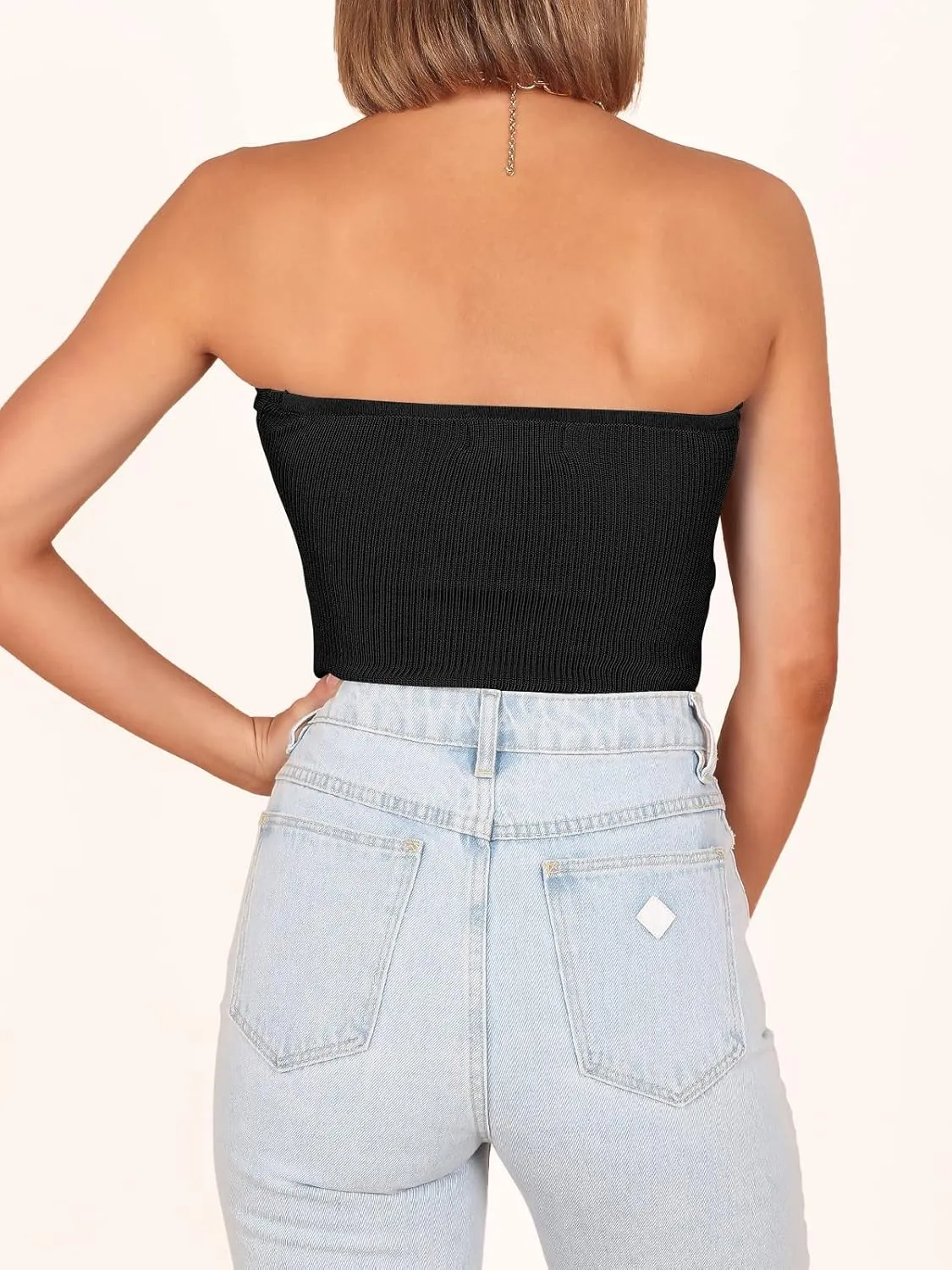 ANRABESS Tube Top for Women Summer Strapless Bandeau Knit Twist Knot Corset Crop Basic Tank Top 2025 Vacation Outfits Clothes