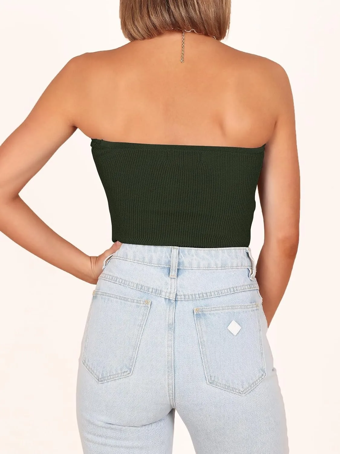 ANRABESS Tube Top for Women Summer Strapless Bandeau Knit Twist Knot Corset Crop Basic Tank Top 2025 Vacation Outfits Clothes