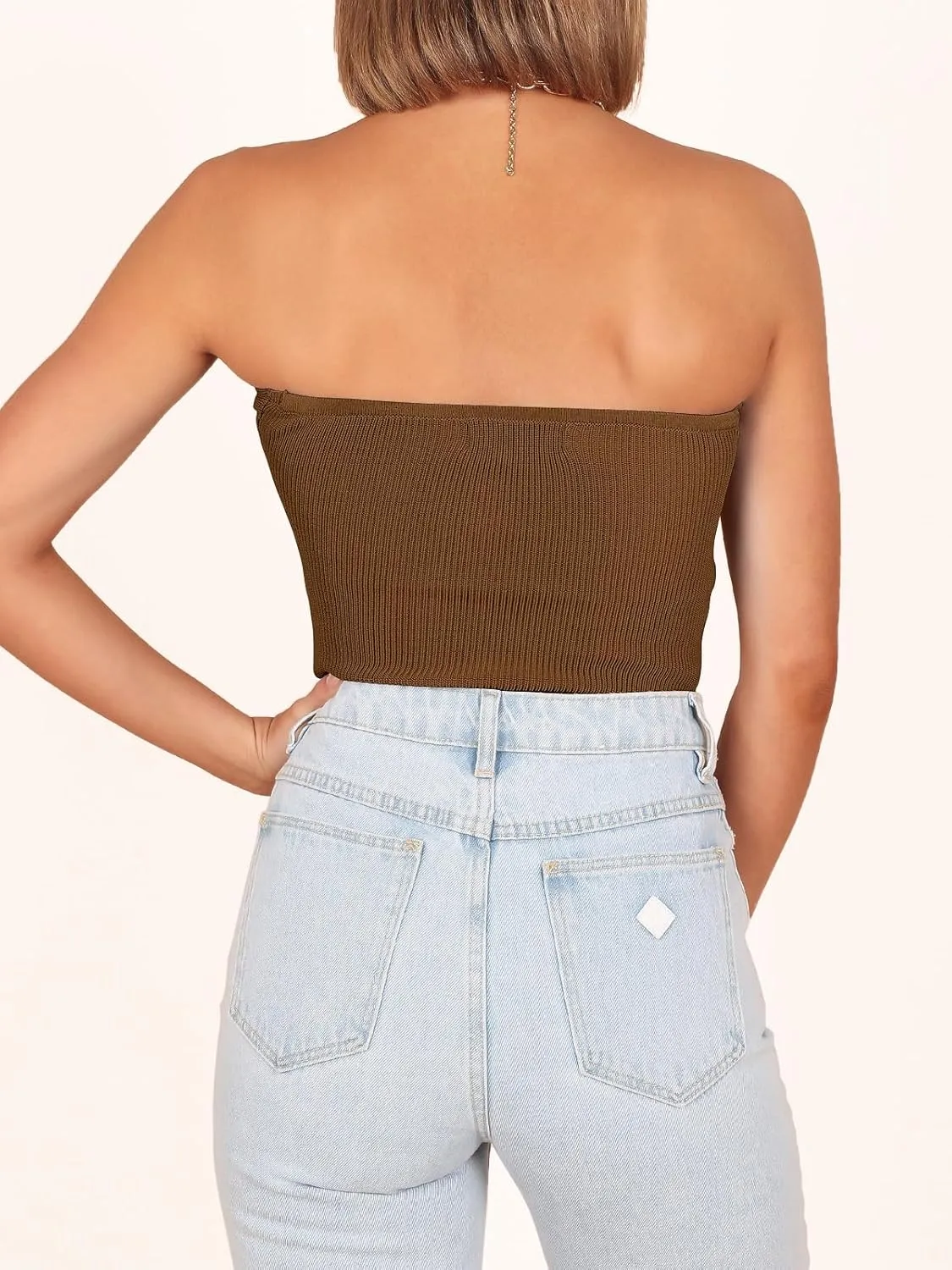 ANRABESS Tube Top for Women Summer Strapless Bandeau Knit Twist Knot Corset Crop Basic Tank Top 2025 Vacation Outfits Clothes