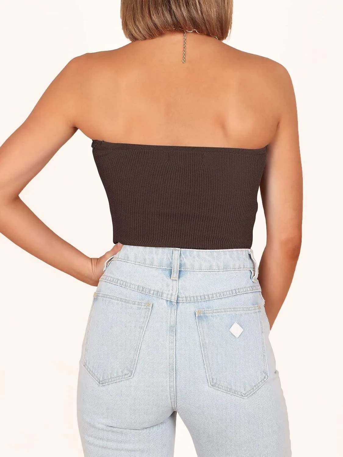 ANRABESS Tube Top for Women Summer Strapless Bandeau Knit Twist Knot Corset Crop Basic Tank Top 2025 Vacation Outfits Clothes