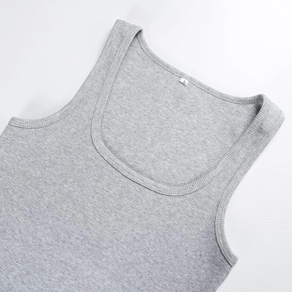 Artfish Women Sleeveless Ribbed Fitted Scoop Neck Full Length Racerback Basic Tank Tops