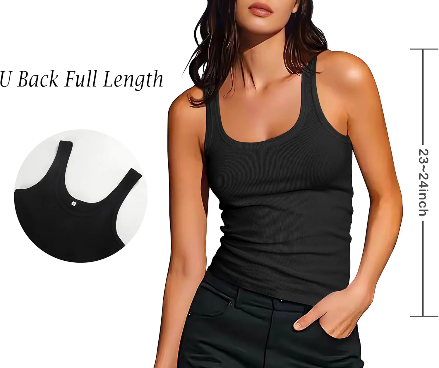 Artfish Women's Sleeveless Cotton Fitted Tank Top Form Fitting Scoop Neck Ribbed Knit Basic Cami Shirts