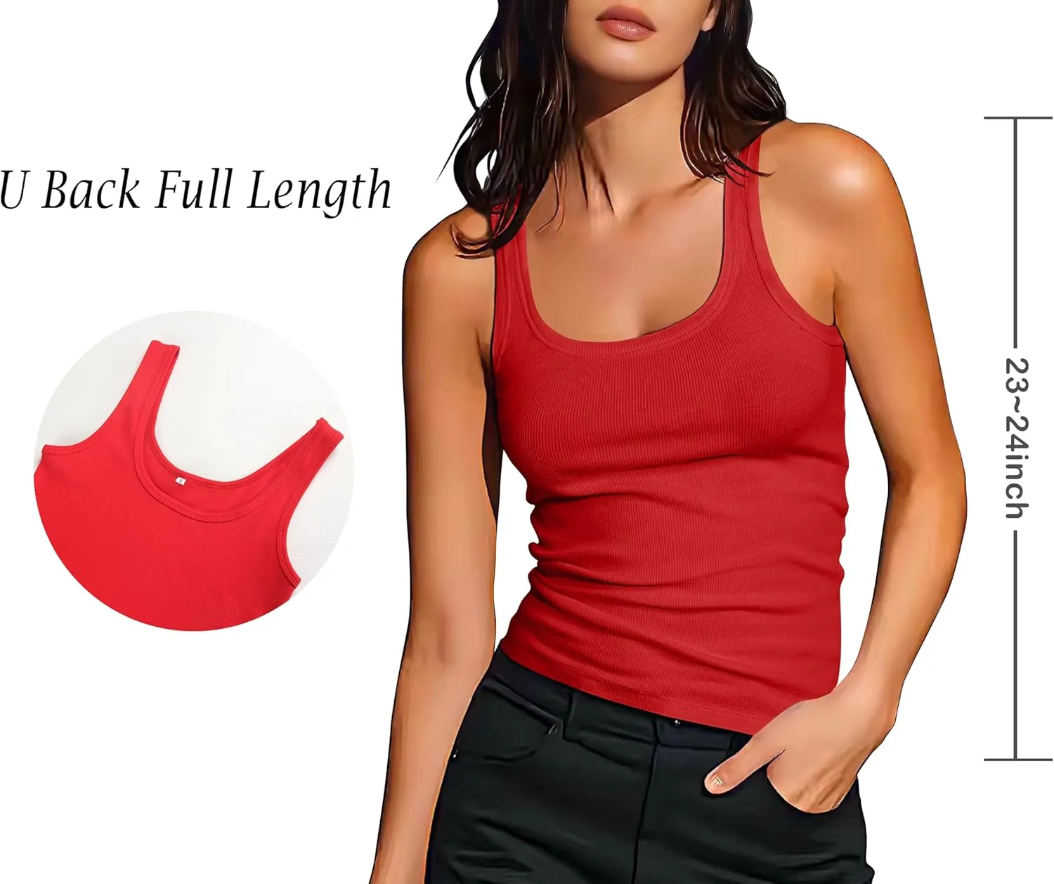 Artfish Women's Sleeveless Cotton Fitted Tank Top Form Fitting Scoop Neck Ribbed Knit Basic Cami Shirts