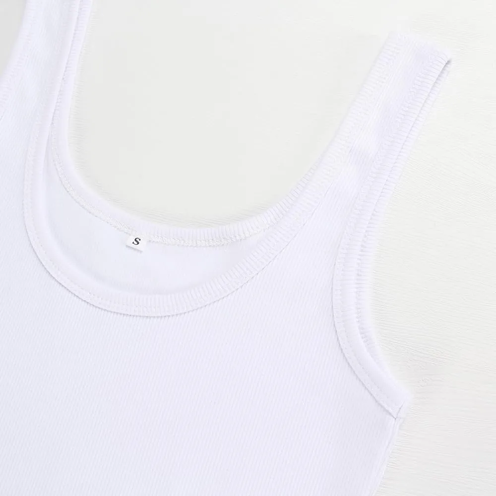 Artfish Women's Sleeveless Cotton Fitted Tank Top Form Fitting Scoop Neck Ribbed Knit Basic Cami Shirts