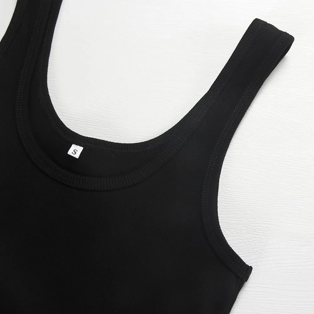 Artfish Women's Sleeveless Cotton Fitted Tank Top Form Fitting Scoop Neck Ribbed Knit Basic Cami Shirts