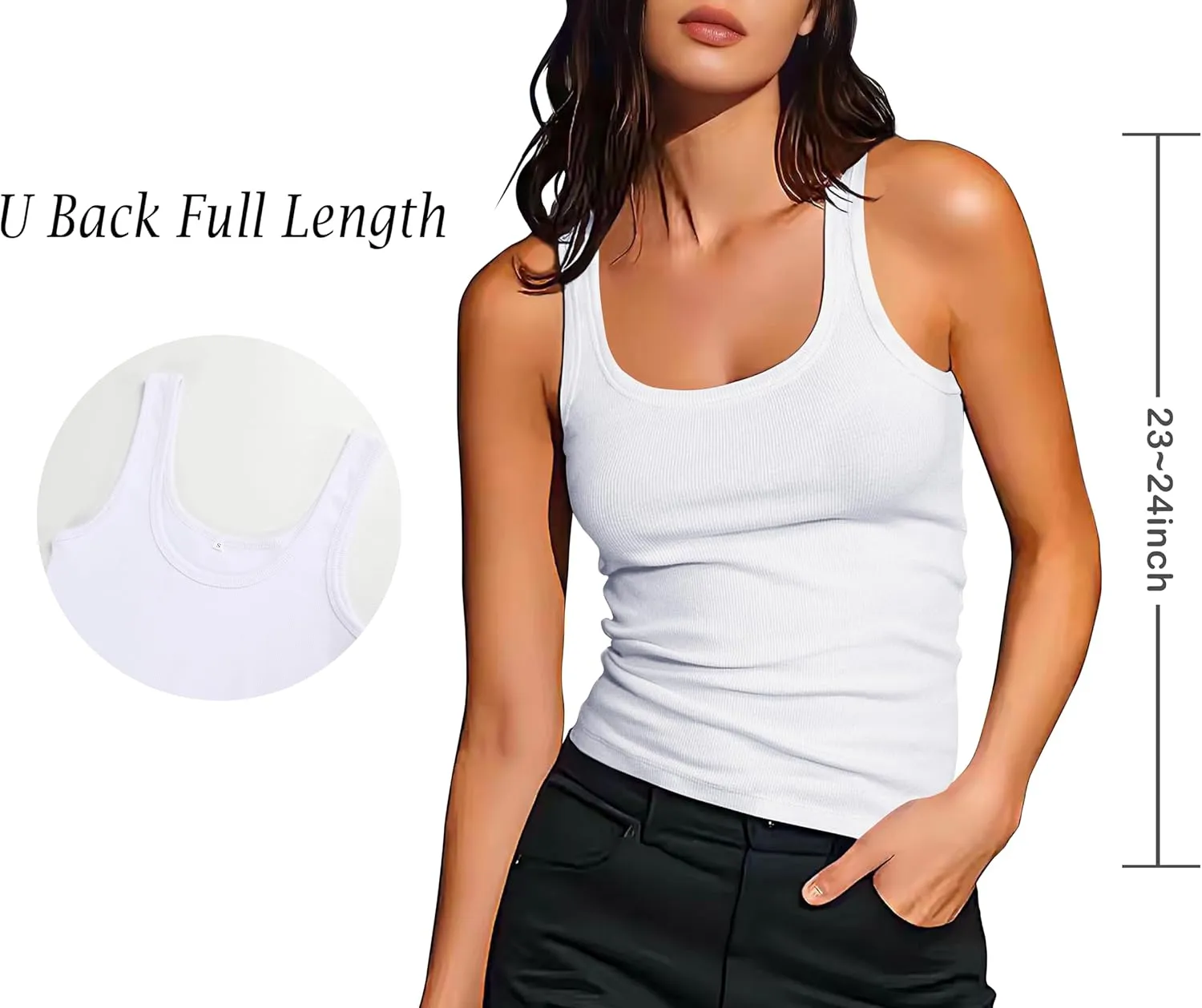 Artfish Women's Sleeveless Cotton Fitted Tank Top Form Fitting Scoop Neck Ribbed Knit Basic Cami Shirts