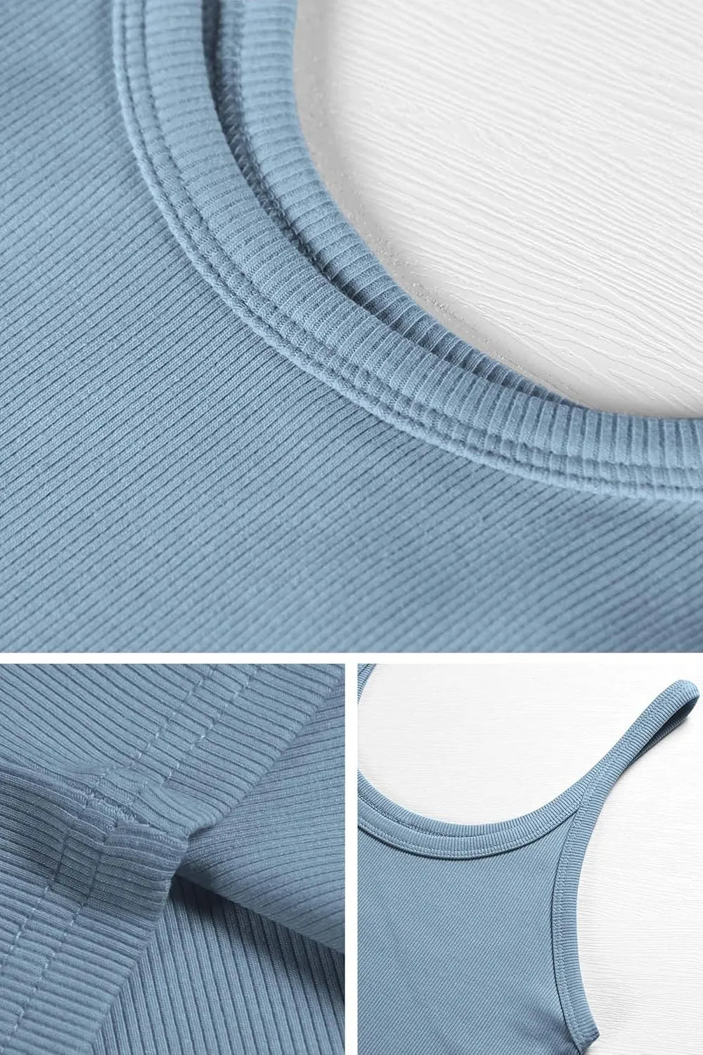 ATHMILE Women Tank Top Sleeveless Scoop Neck Form Fitting Ribbed Knit Basic Cami Shirts
