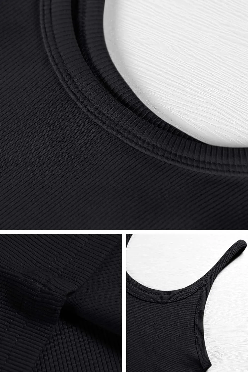 ATHMILE Women Tank Top Sleeveless Scoop Neck Form Fitting Ribbed Knit Basic Cami Shirts