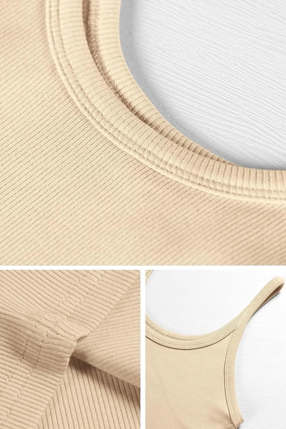ATHMILE Women Tank Top Sleeveless Scoop Neck Form Fitting Ribbed Knit Basic Cami Shirts