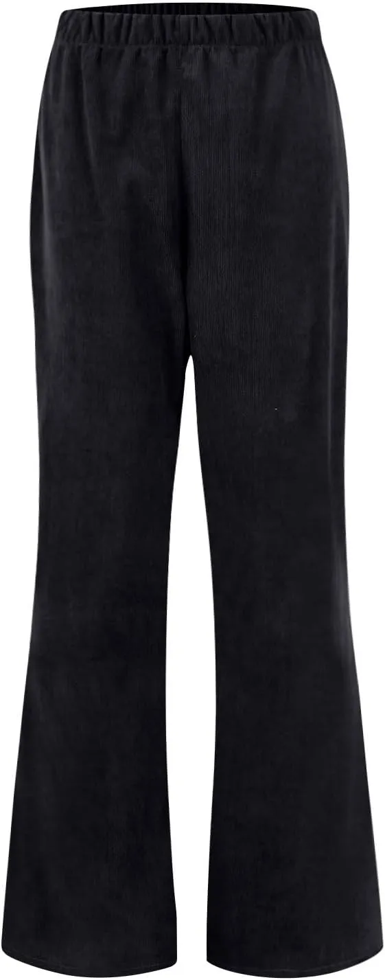 Corduroy Pants Women Casual Elastic High Waisted Flare Pants Bell Bottom Comfy Work Pants Cord Trousers Pants