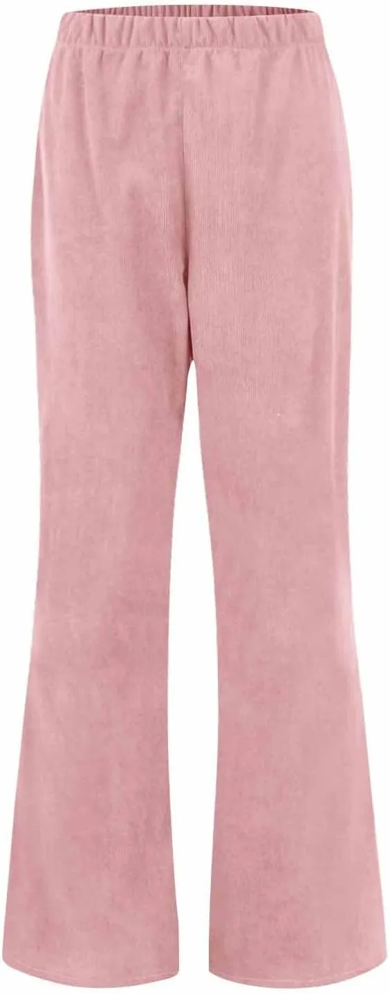 Corduroy Pants Women Casual Elastic High Waisted Flare Pants Bell Bottom Comfy Work Pants Cord Trousers Pants