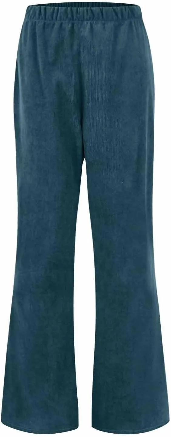Corduroy Pants Women Casual Elastic High Waisted Flare Pants Bell Bottom Comfy Work Pants Cord Trousers Pants