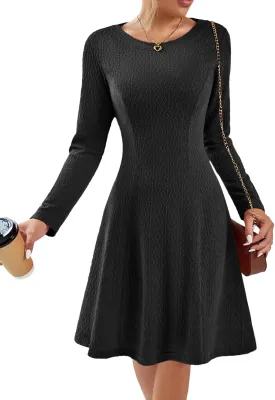 DRESSTELLS Sweater Dresses for Women, Winter Pullover Work Dress Crew Neck Long Sleeve Casual Dress
