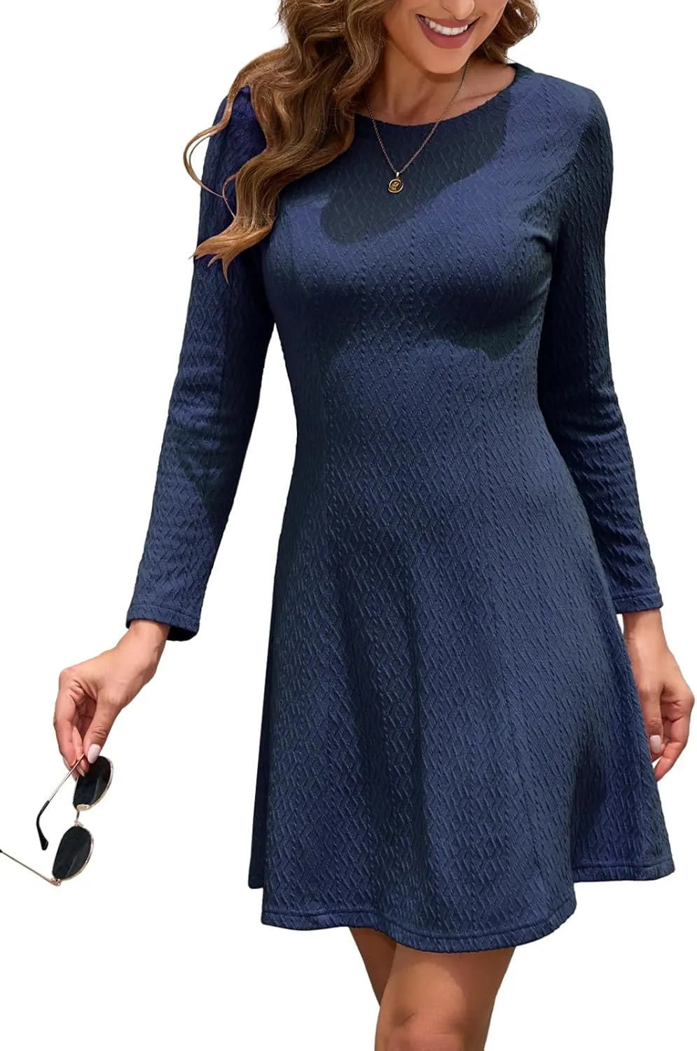 DRESSTELLS Sweater Dresses for Women, Winter Pullover Work Dress Crew Neck Long Sleeve Casual Dress