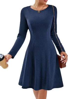 DRESSTELLS Sweater Dresses for Women, Winter Pullover Work Dress Crew Neck Long Sleeve Casual Dress
