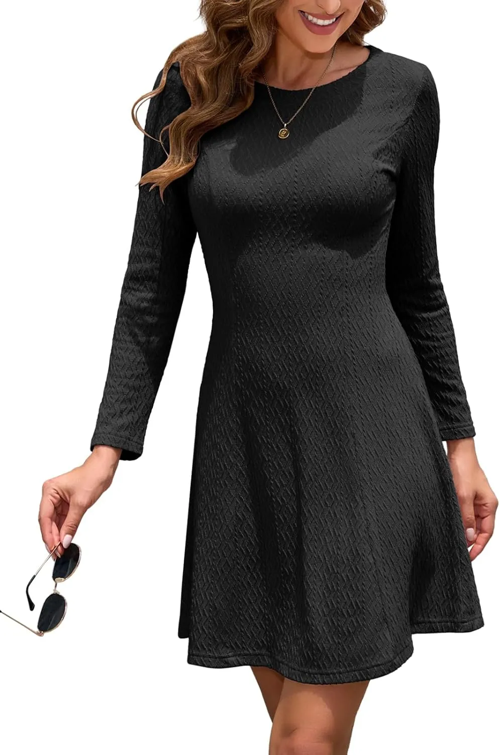 DRESSTELLS Sweater Dresses for Women, Winter Pullover Work Dress Crew Neck Long Sleeve Casual Dress