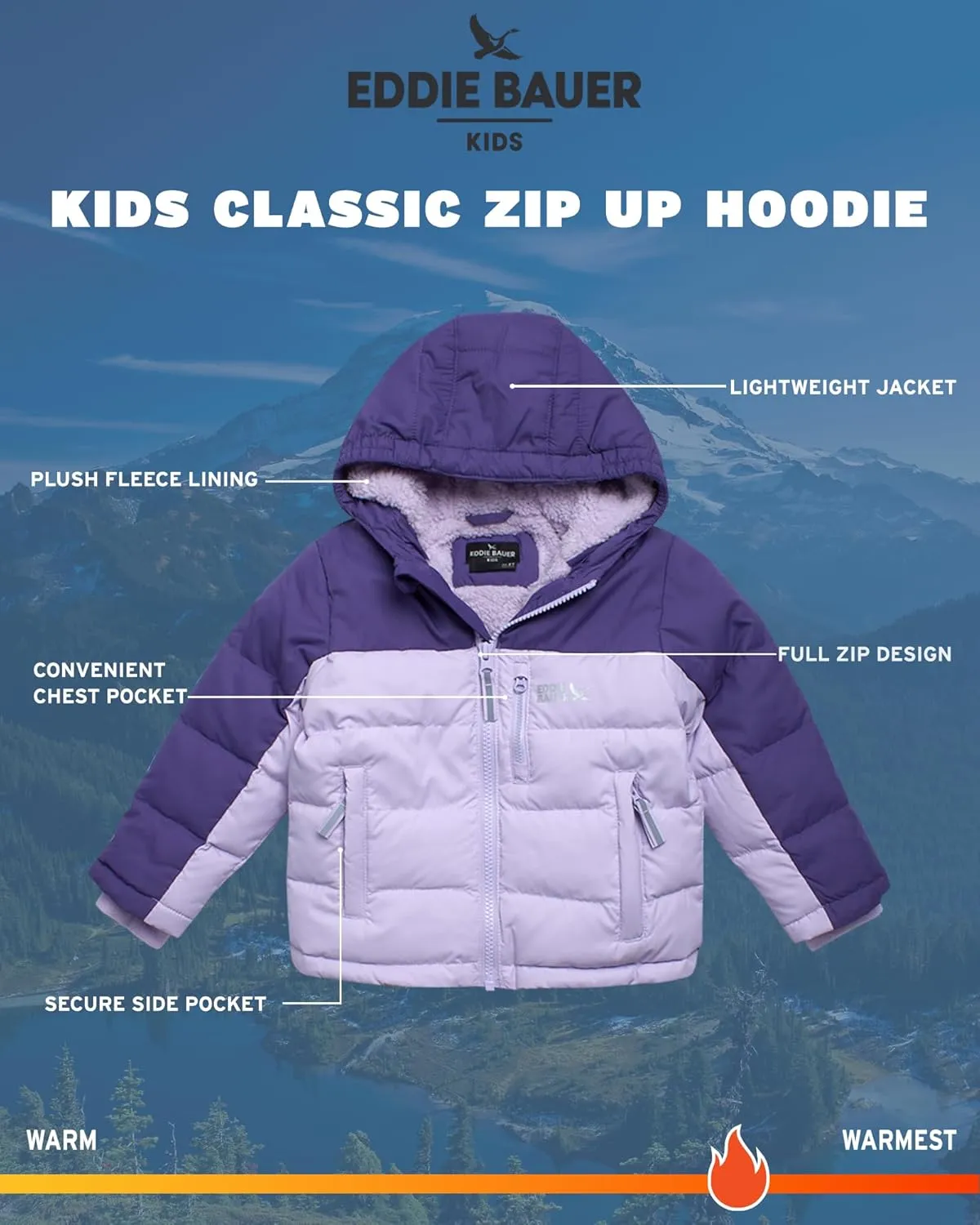 Eddie Bauer Toddler Winter Jacket - Heavyweight Quilted Down Jacket, Insulated Hooded Coat for Toddler Boys and Girls (2T-4T)