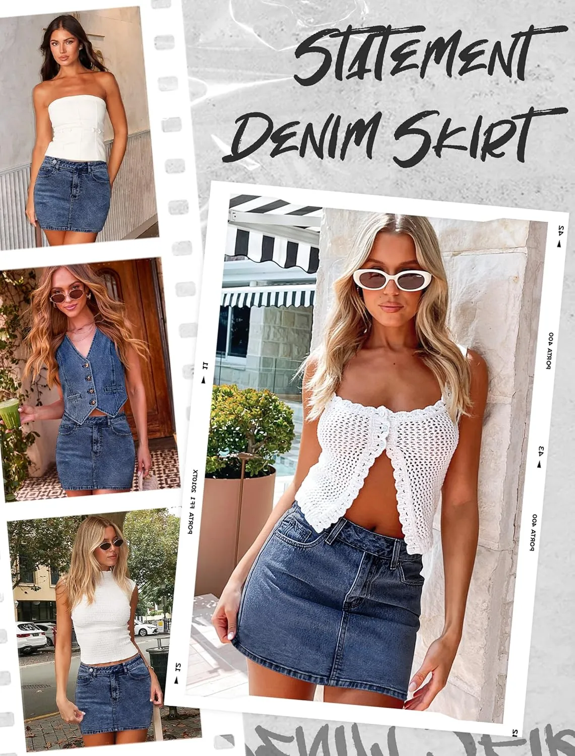 Eddoyee Denim Mini Skirt Women Jeans Skirts 5 Pockets High Waisted Y2K Stretch Cute Bows Short Jean Skirt