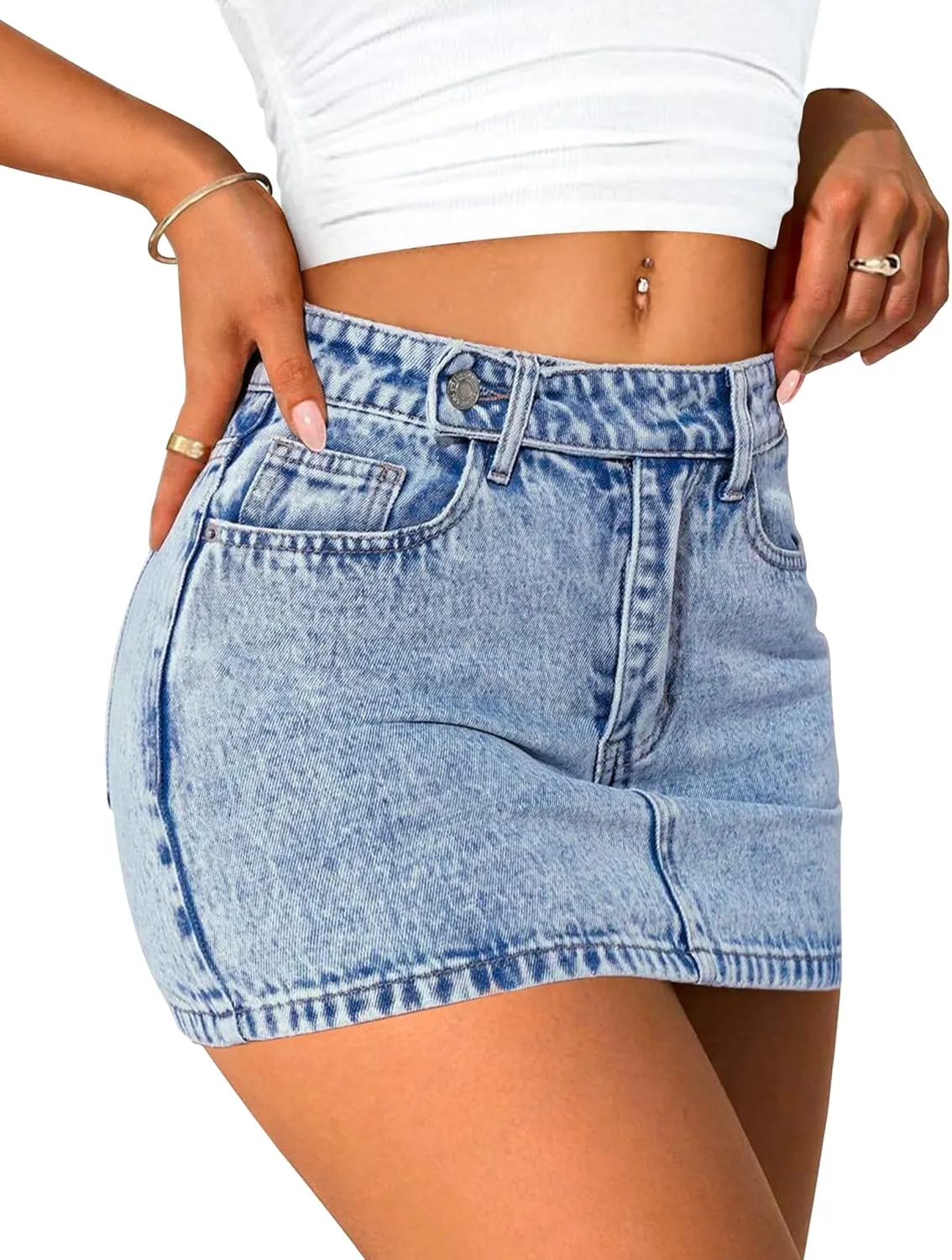 Eddoyee Denim Mini Skirt Women Jeans Skirts 5 Pockets High Waisted Y2K Stretch Cute Bows Short Jean Skirt