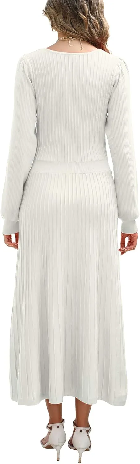 Fall Dress for Wedding Guest Midi Sweater Dresses Winter Knit Dress Casual A Line
