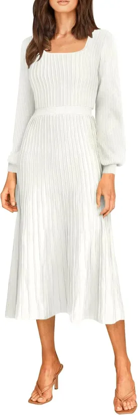 Fall Dress for Wedding Guest Midi Sweater Dresses Winter Knit Dress Casual A Line