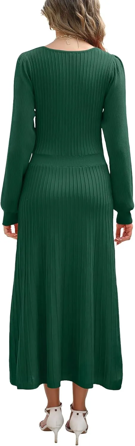 Fall Dress for Wedding Guest Midi Sweater Dresses Winter Knit Dress Casual A Line