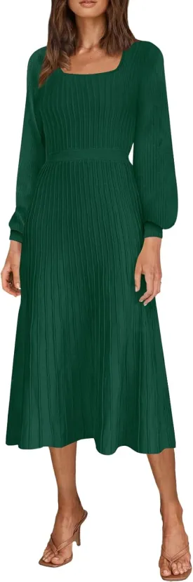 Fall Dress for Wedding Guest Midi Sweater Dresses Winter Knit Dress Casual A Line