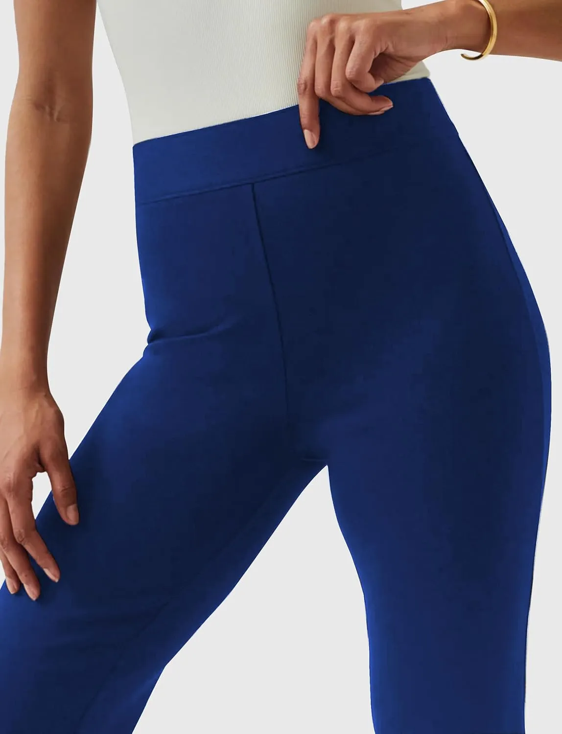 Houmous 31'' Inseam Women High Waist Split Hem Flare Work Pants with Pockets Stretchy Pull On Long Pant Casual Slack