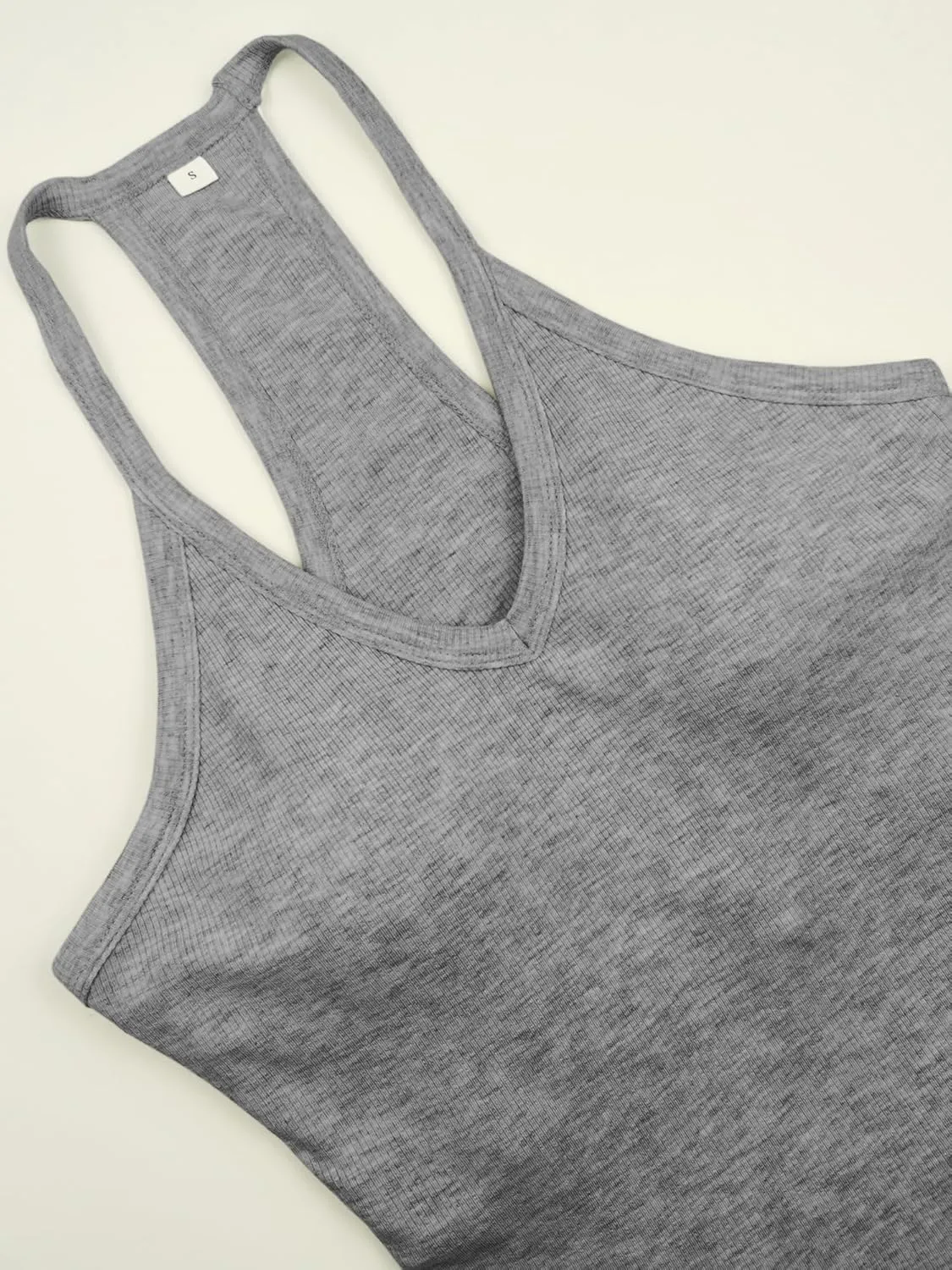 Jar of Love Women's Workout Tank Top with Built-in Shelf Bra-V-Neck Racerback Ribbed Cami for Gym, Yoga, Running