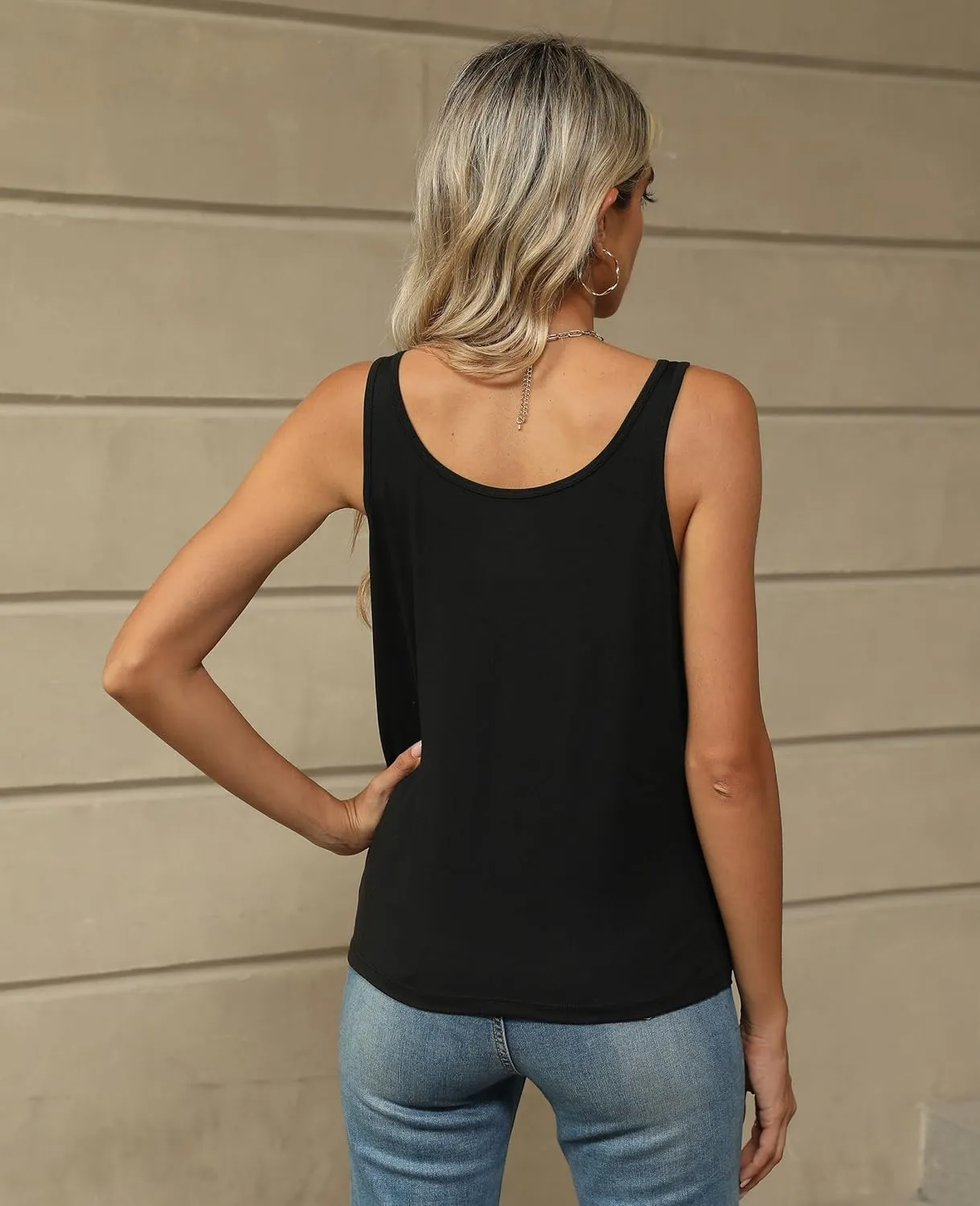 KevaMolly Basic Tank Top Woman UPF 50  Casual Soft Scoop Neck Sleeveless Classic Fit Tops 2025 Outfits Clothes