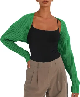 LILLUSORY Womens Crop Cardigans Sweater Bolero Shrug Y2K Cute Tops Fall Fashion Trendy Long Sleeve Outfit 2025