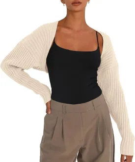 LILLUSORY Womens Crop Cardigans Sweater Bolero Shrug Y2K Cute Tops Fall Fashion Trendy Long Sleeve Outfit 2025