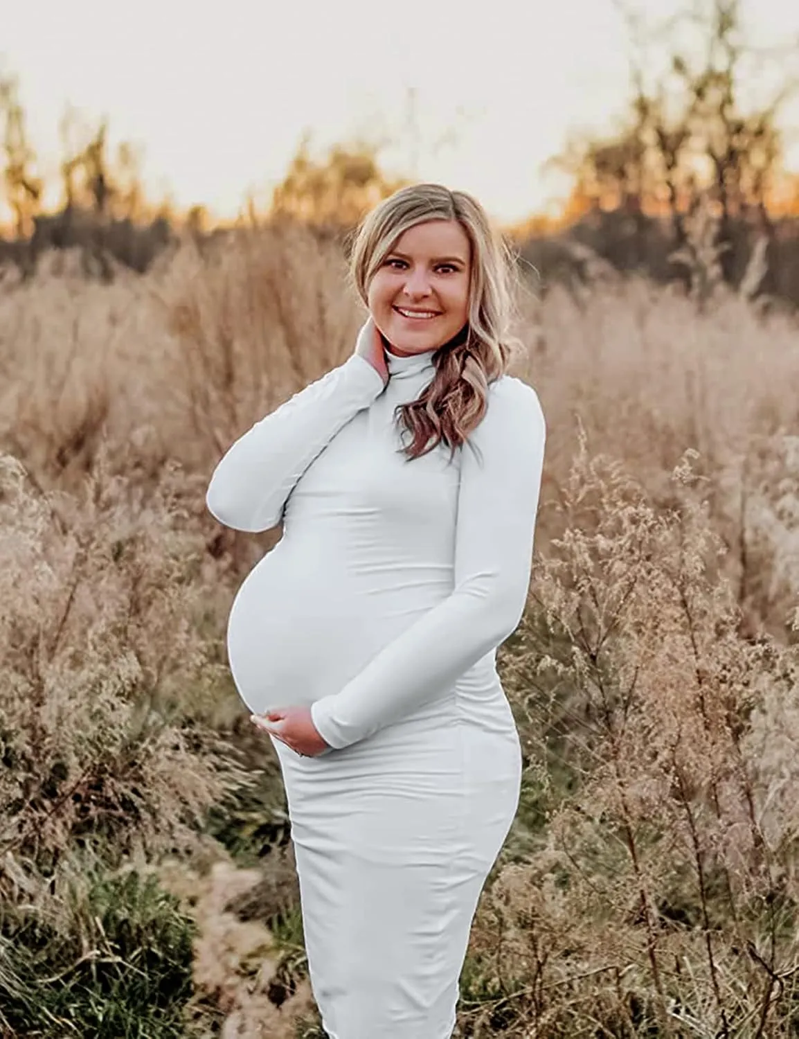 Maternity Dresses for Women Winter Long Sleeve Maternity Bodycon Dress for Baby Shower Maternity Photoshoot