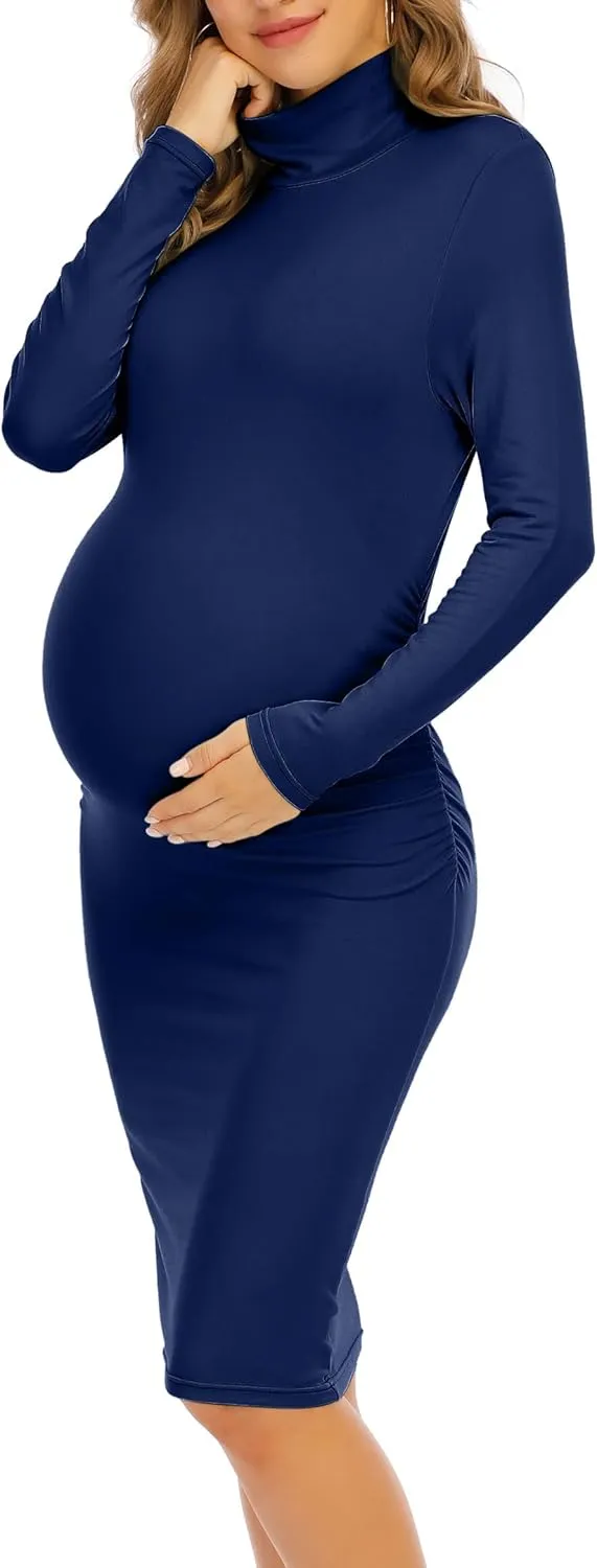 Maternity Dresses for Women Winter Long Sleeve Maternity Bodycon Dress for Baby Shower Maternity Photoshoot