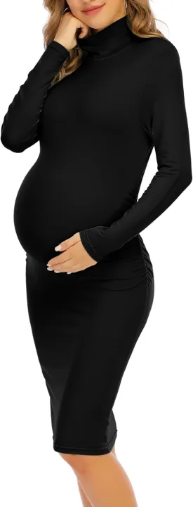 Maternity Dresses for Women Winter Long Sleeve Maternity Bodycon Dress for Baby Shower Maternity Photoshoot