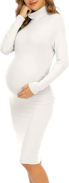Maternity Dresses for Women Winter Long Sleeve Maternity Bodycon Dress for Baby Shower Maternity Photoshoot