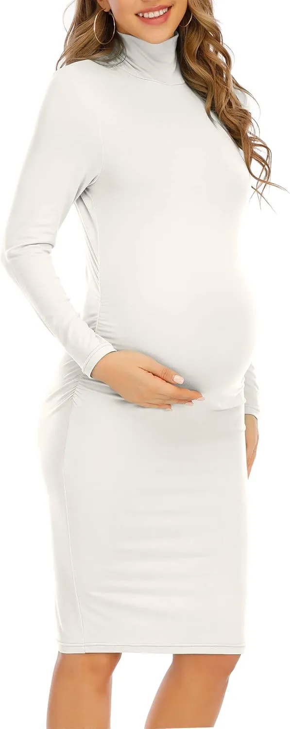 Maternity Dresses for Women Winter Long Sleeve Maternity Bodycon Dress for Baby Shower Maternity Photoshoot