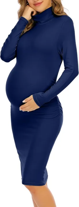 Maternity Dresses for Women Winter Long Sleeve Maternity Bodycon Dress for Baby Shower Maternity Photoshoot