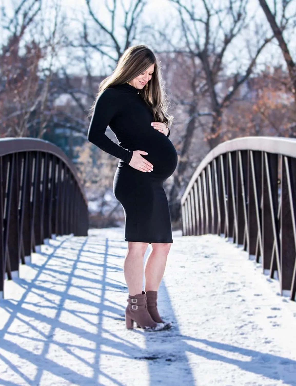 Maternity Dresses for Women Winter Long Sleeve Maternity Bodycon Dress for Baby Shower Maternity Photoshoot