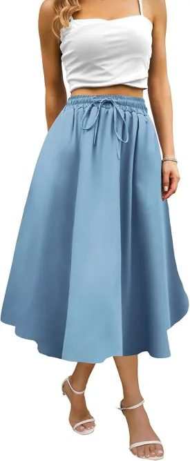 Maxi Skirts for Women with Pockets Long Midi Length Casual Skirt for Beach Party Holiday