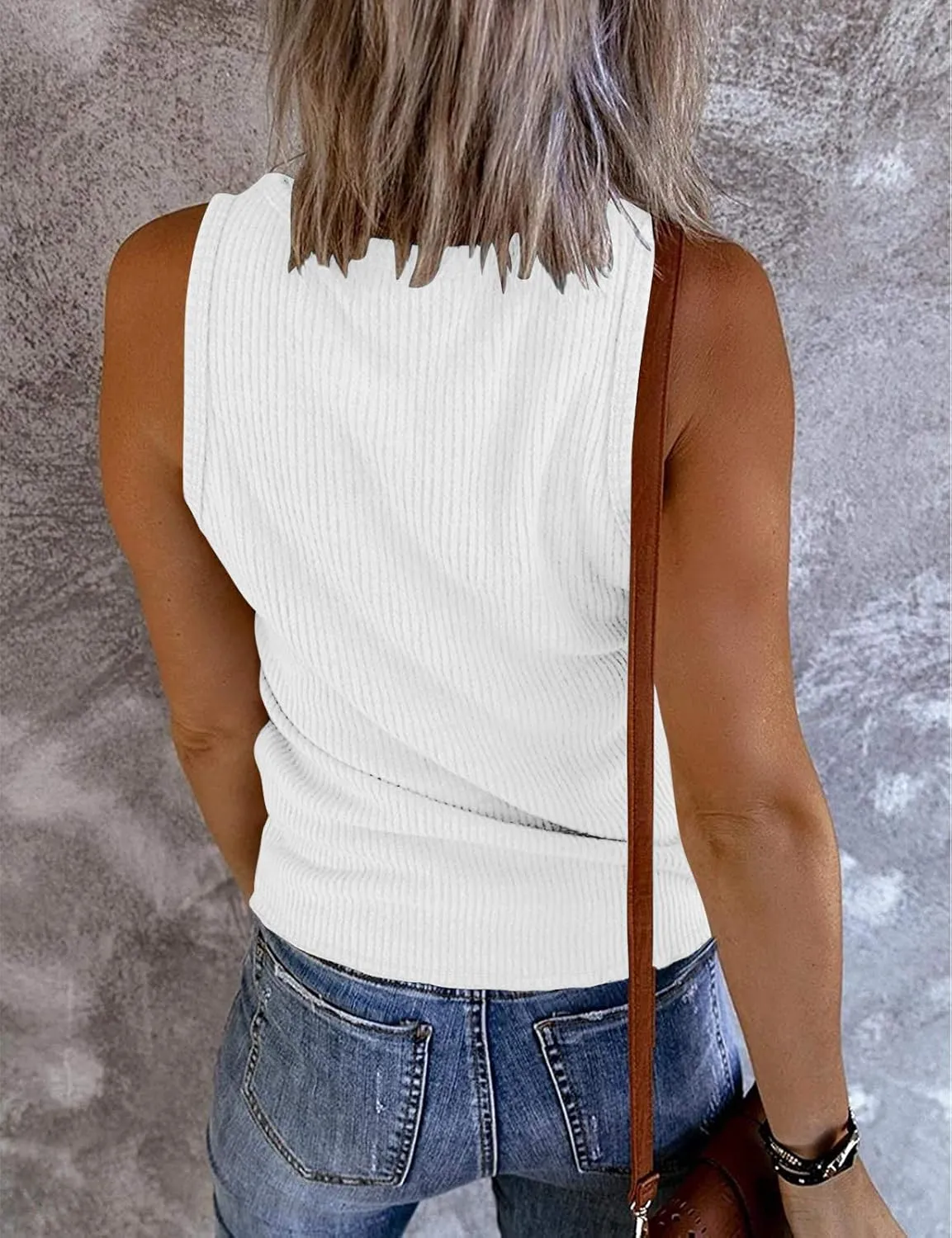 MEROKEETY Women's V Neck Tank Tops Summer Sleeveless Ribbed Button Casual Henley Shirts
