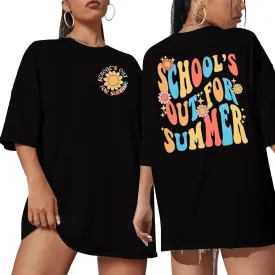 MNLYBABY Last Day of School Oversized Shirt: for Teachers Women School's Out for Summer Tshirt