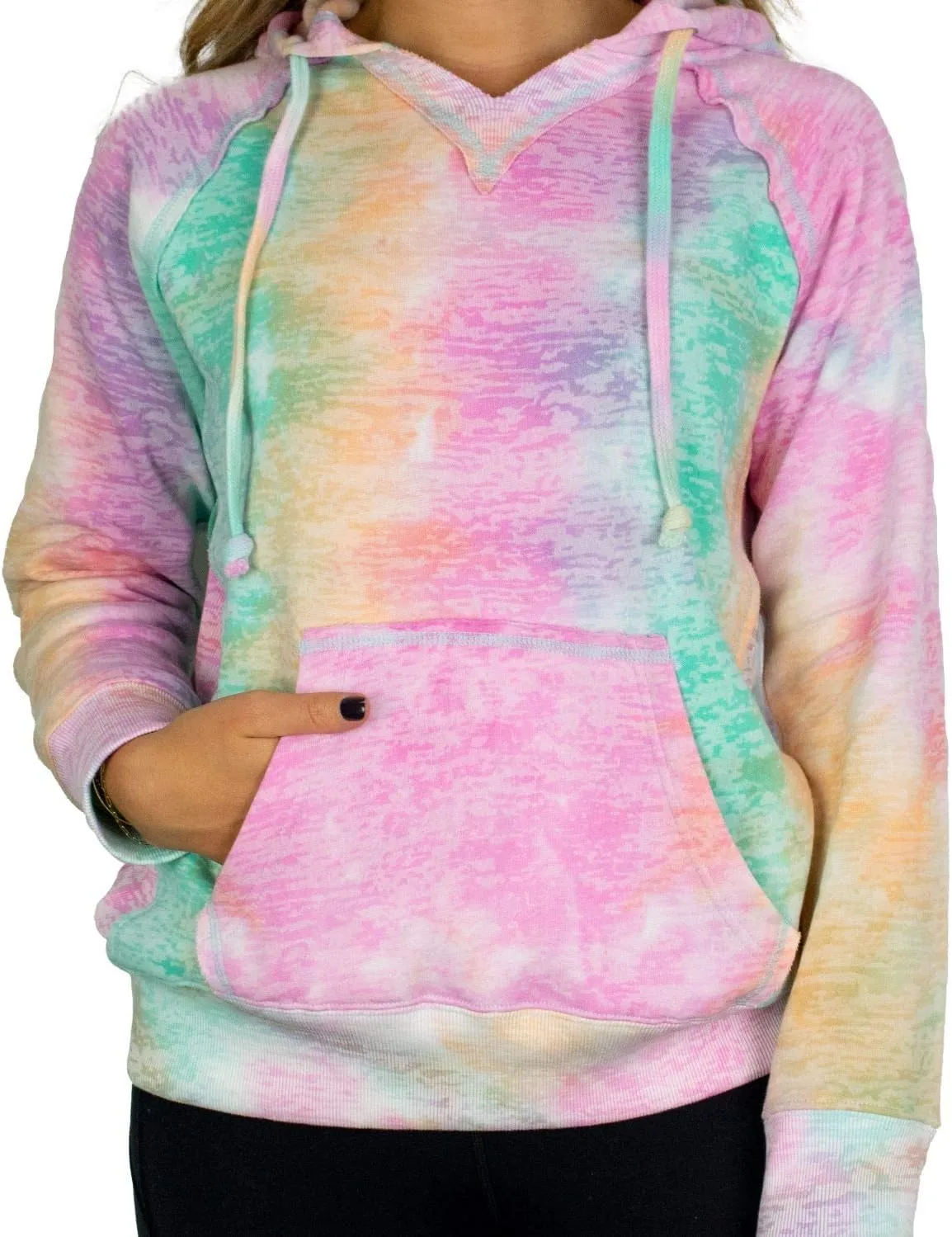 MV Sport Tie Dye Sweatshirts Hoodies for Women Rainbow Lightweight Pullover - Cotton Fleece Hoodie for Fall Winter Outfits