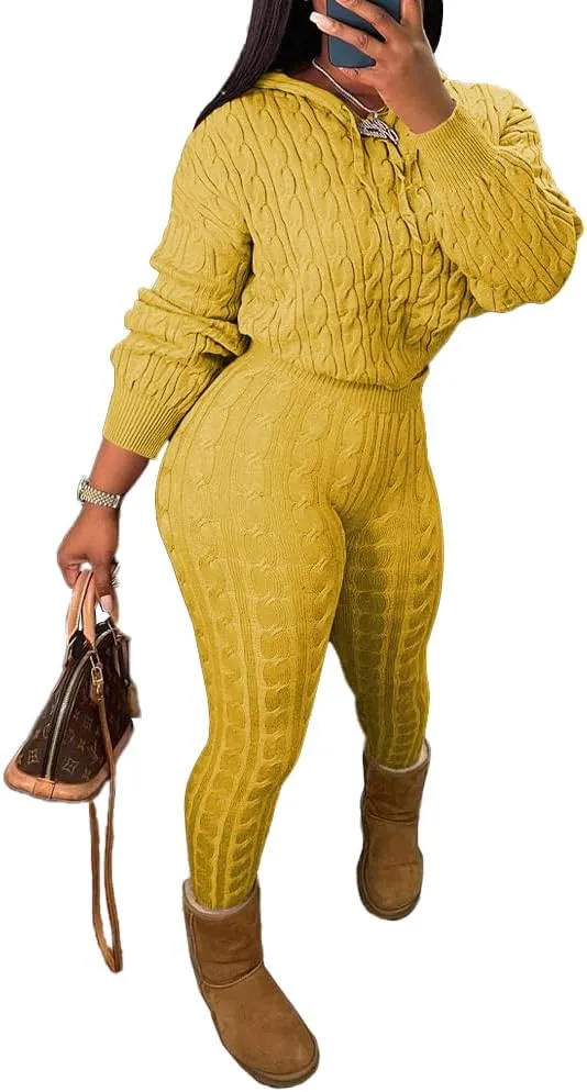Nimsruc Knit Two Piece Outfits For Women Sweater Sets