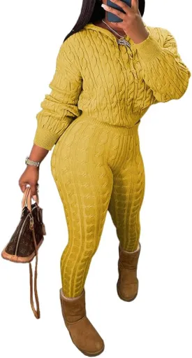 Nimsruc Knit Two Piece Outfits For Women Sweater Sets