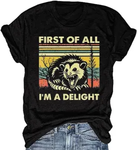 Opossum Shirt for Women 90s Cute Opossum Lover Tarot Card Retro Aesthetic Graphic Tee Tops