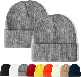 PFFY 2 Packs Unisex Beanie Hats for Men Women Knit Winter Beanies