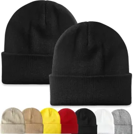 PFFY 2 Packs Unisex Beanie Hats for Men Women Knit Winter Beanies