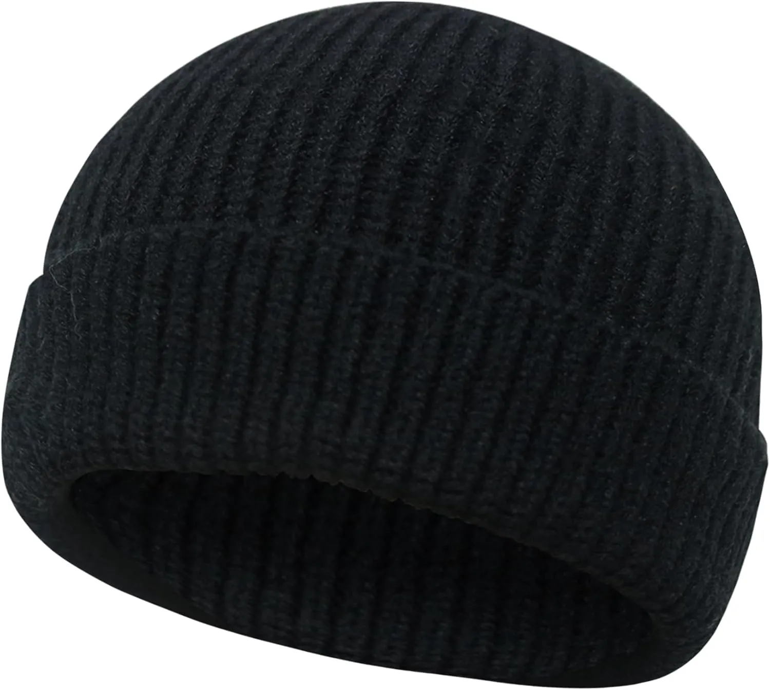 PFFY Trawler Short Fisherman Beanie Roll-up Edge Knit Cuff Beanies Winter Hats for Men Women